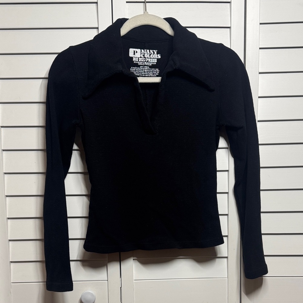Big Bud Press Black Long Sleeve 70s Collard Shirt